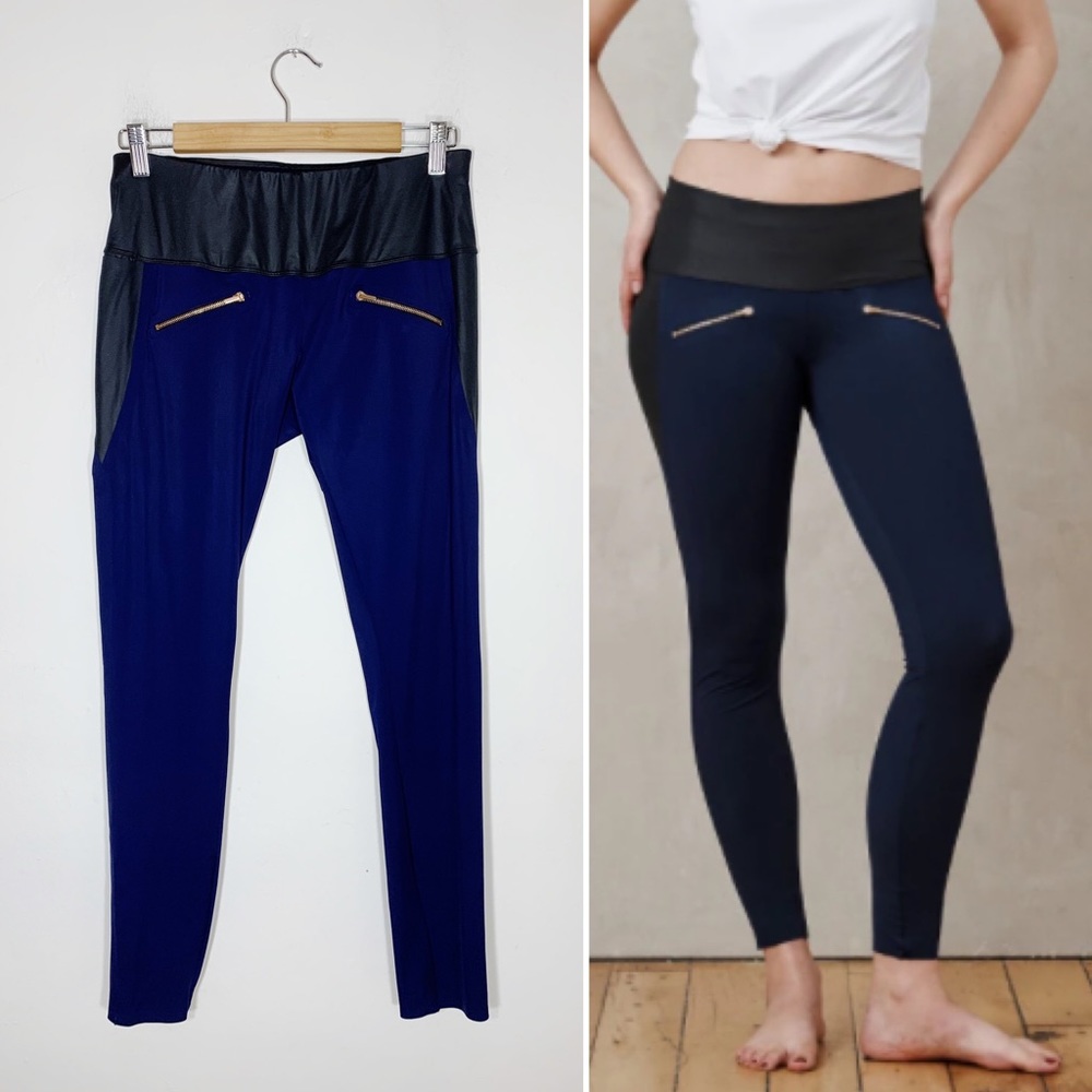 ADAY navy blue zip pocket Throw & Roll leggings